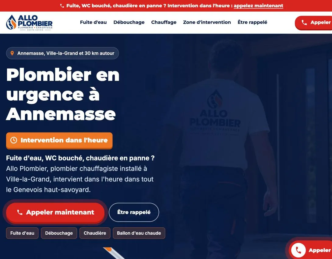 Capture du site Allo Plombier 74 (allo-plombier-74.fr) réalisé par Helvarti